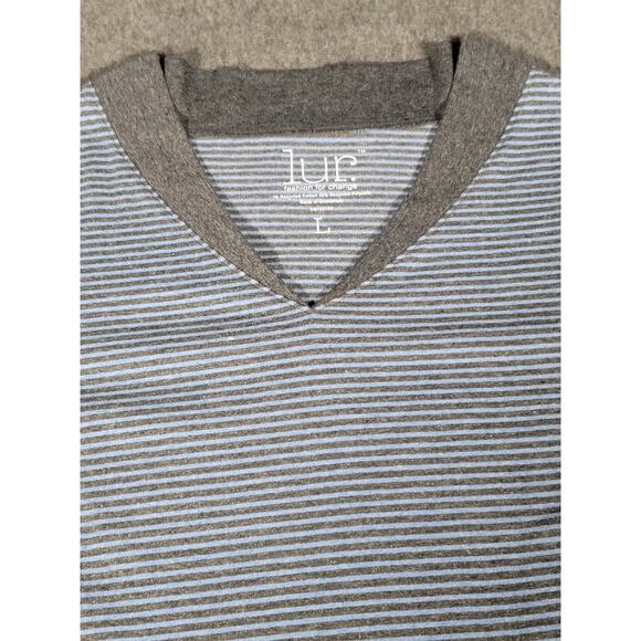 Lur Fashion For Change Gray Stripe‎ V-Neck Tunic Top Pockets Women's Size Large - Picture 12 of 13